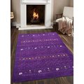 Jensendistributionservices 5 x 8 ft. Hand Knotted Gabbeh Silk Contemporary Rectangle Area Rug, Purple MI1559052